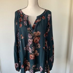 Blu pepper Blue Green Floral Tunic Top Large